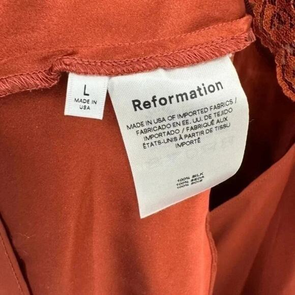 REFORMATION PROVENCE SILK DRESS SIZE LARGE B89 - Picture 6 of 7